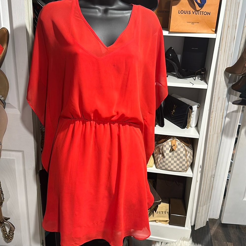 Red sheer double layer dress